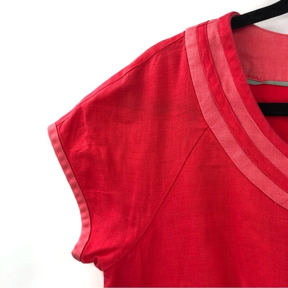 BODEN Carousel Shift Dress 100% Linen 8 WH353 Coral Pink Red Short Sleeve Women - Picture 9 of 9